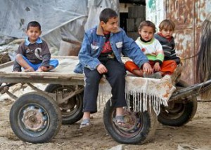 Palestinian children in a refugee camp