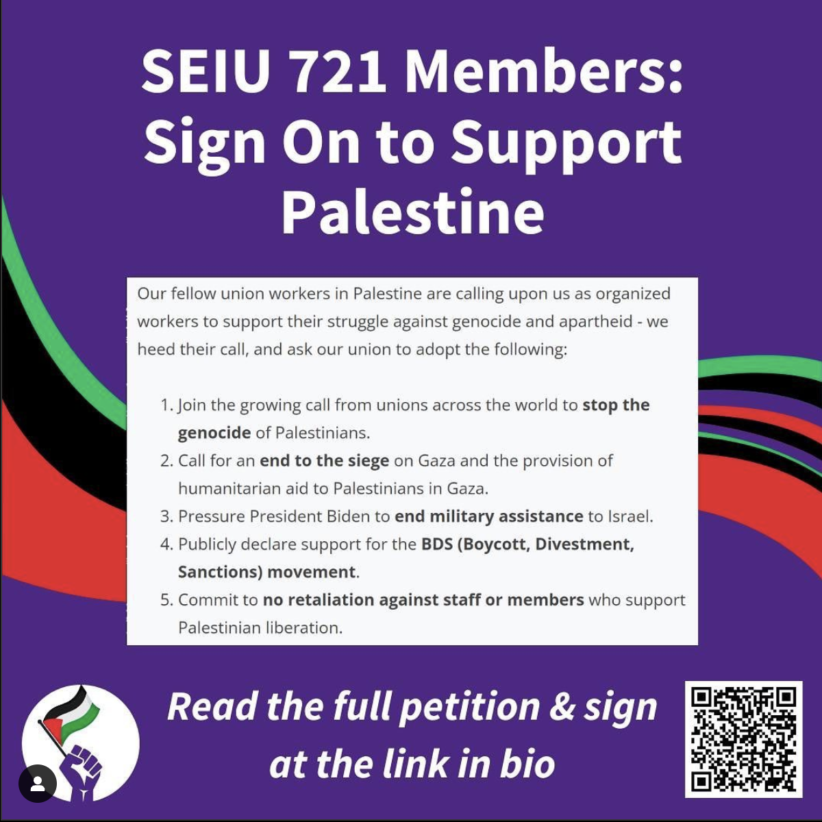 SEIU 721 Members: Sign on to Support Palestine | Labor for Palestine